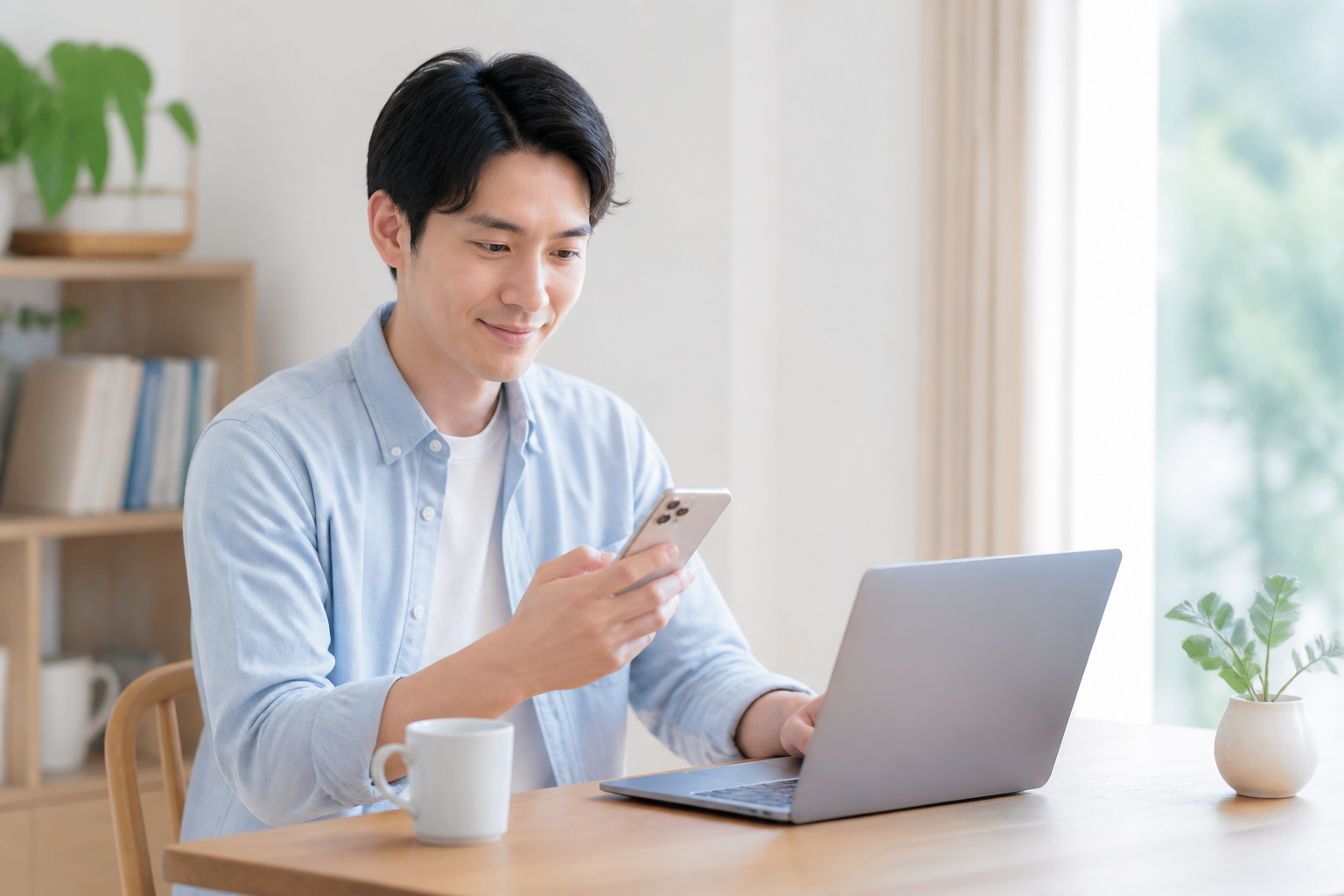 自宅からオンラインでスマホ回線を申し込むイメージ