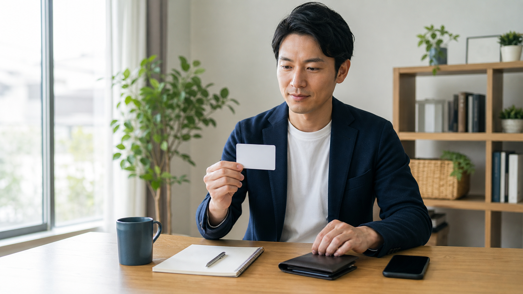 支払い方法を整理するビジネスマン