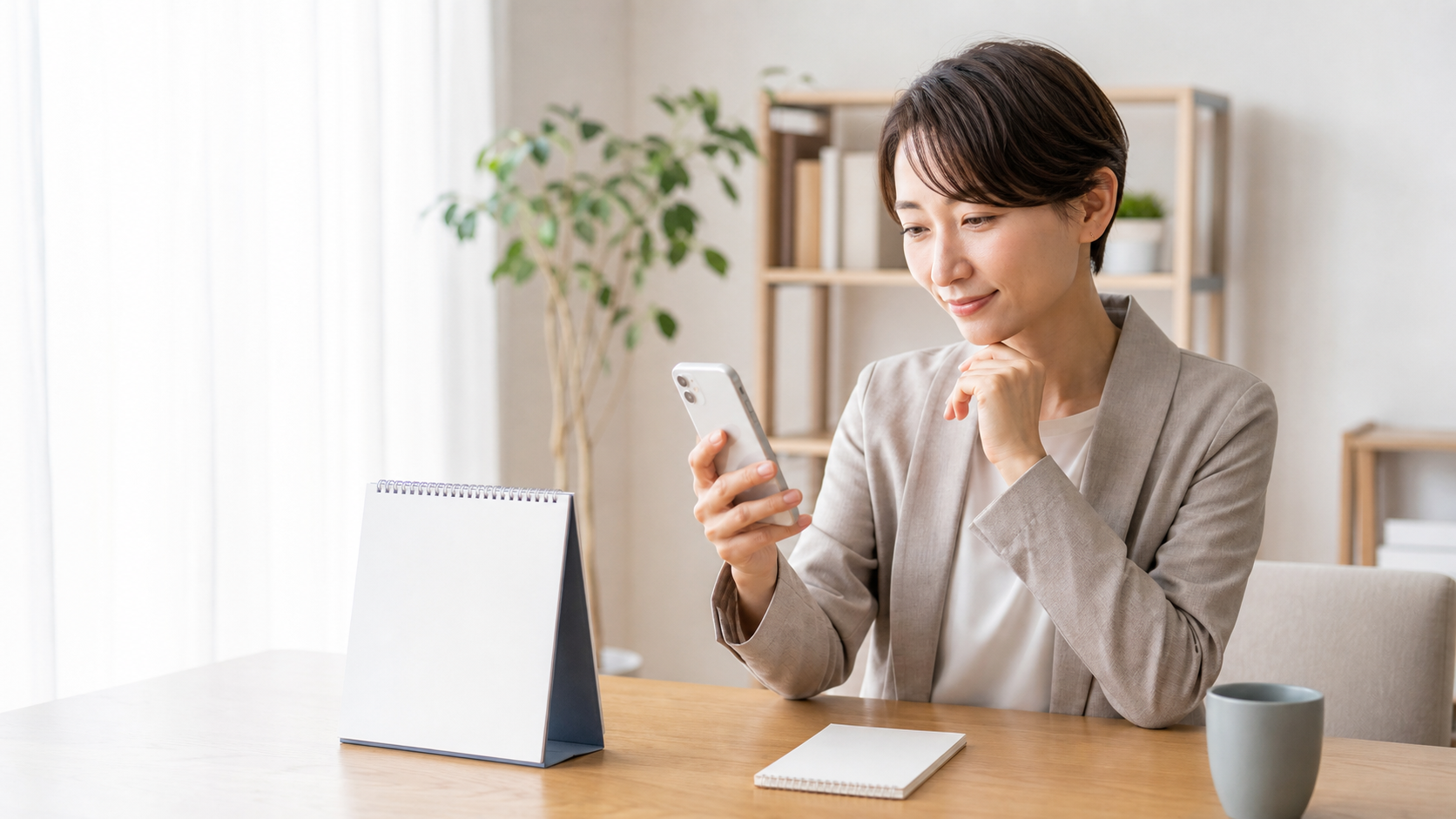 格安SIMへの乗り換え時期を確認する美咲さん